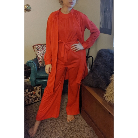 Vintage 70s orange/red jumpsuit - Picture 4 of 8